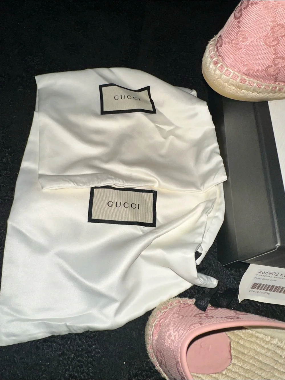 Authentic Gucci GG Canvas Pink Espadrille Flat Women’s Shoes